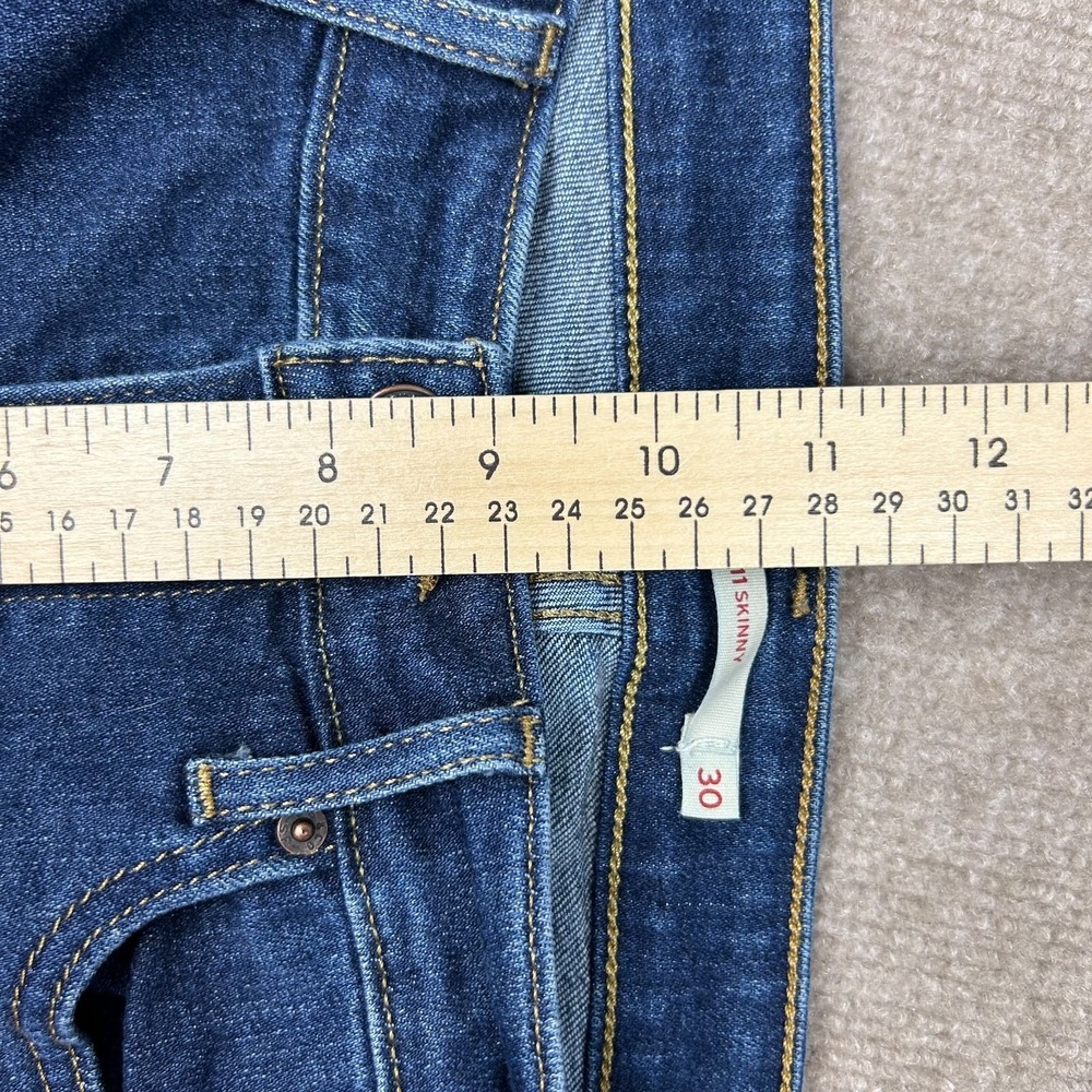 Levi's 711 Skinny Jeans Womens 30 Blue Denim Whiskered Cotton Stretch Streetwear - Picture 16 of 16